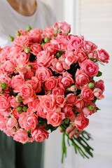 Big bouquet pink roses beautiful