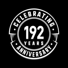 Celebrating 192nd years anniversary logo design. One hundred and ninety-two years logotype. Vector and illustration.
