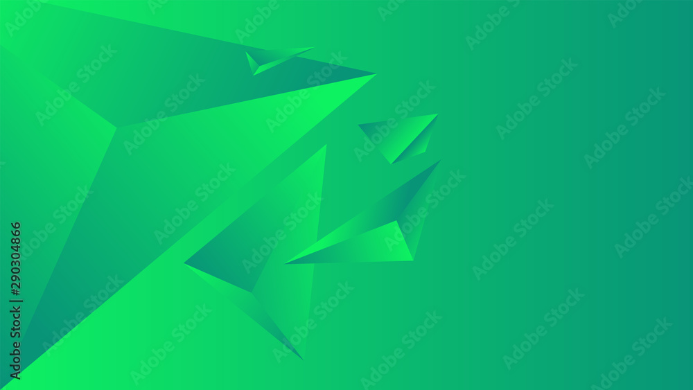 Poster abstract polygon triangle gradient background green