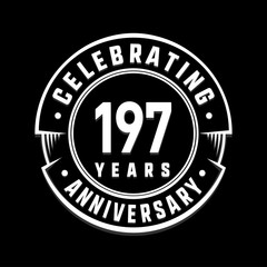 Celebrating 197th years anniversary logo design. One hundred and ninety-seven years logotype. Vector and illustration.