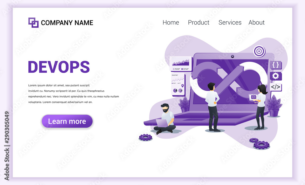 Poster modern flat design concept of programmers at work concept, software development with characters. can