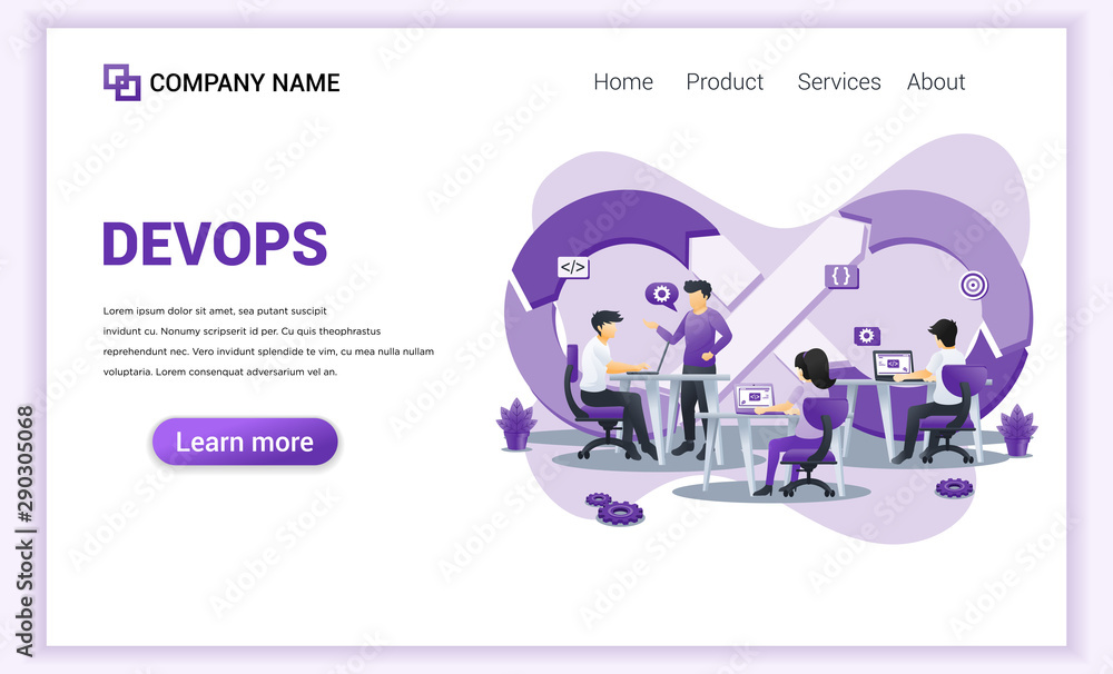 Poster modern flat design concept of programmers at work concept, software development with characters. can