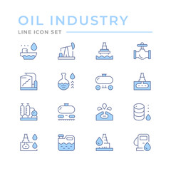 Set color line icons of oil industry