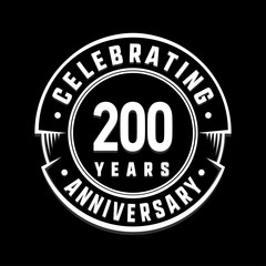 Celebrating 200th years anniversary logo design. Two hundred years logotype. Vector and illustration.