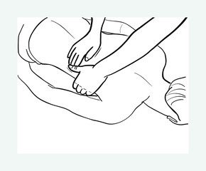  Vector image of massage, manual procedures. A relaxing back massage.