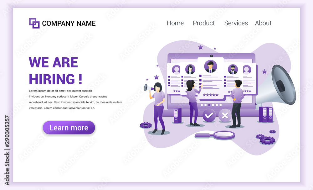 Canvas Prints modern flat design concept of hiring and online recruitment with characters process choice a resume.