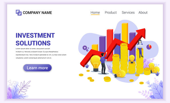 Modern flat design concept of business investment, commerce solutions. Can use for banner, business analysis, content strategy, mobile app, landing page, web design template. Flat vector illustration