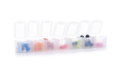 organizer for pills on white background isolation