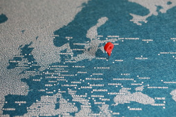 handmade painted map with the pin, estonia