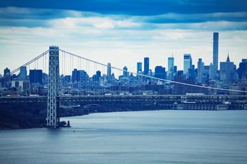 George Washington suspension Bridge and New York