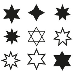icon, star, black and linear, vector illustration.