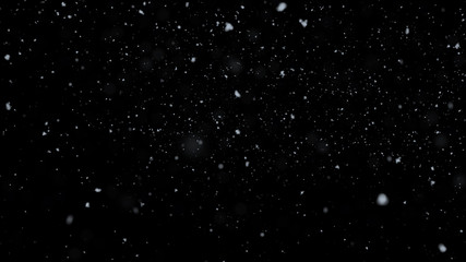 Realistic Snow Falling On Black Background