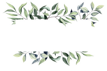 Simple Frame with Watercolor Eucalyptus