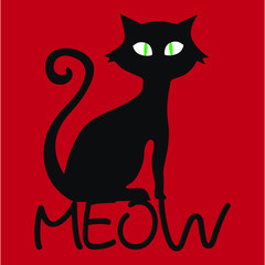 Cat silhouette, art, vector illustration