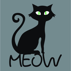 Cat silhouette, art, vector illustration