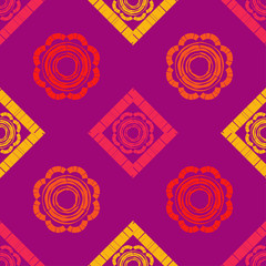 Ethnic boho seamless pattern. Lace. Embroidery on fabric. Patchwork texture. Weaving. Traditional ornament. Tribal pattern. Folk motif. Can be used for wallpaper, textile, wrapping, web. 