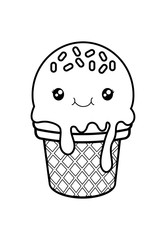 cute ice cream monochrome kawaii character