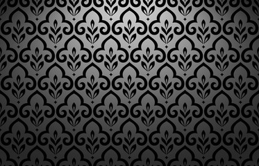 Flower geometric pattern. Seamless vector background. Black and grey ornament. Ornament for fabric, wallpaper, packaging. Decorative print
