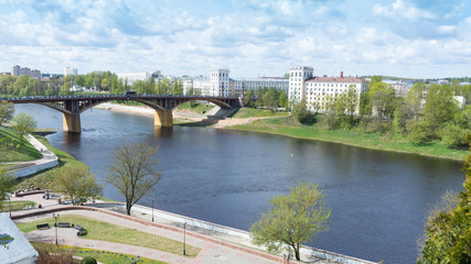 Fototapeta na wymiar Bridge over the Western Dvina river in Vitebsk