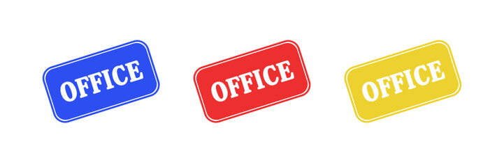 set of colorful labels with the words office
