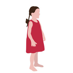 isolated, little girl without a face, in a flat style