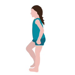 little girl without a face, in a flat style, group