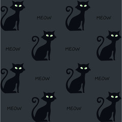 Cat silhouette, art, vector illustration