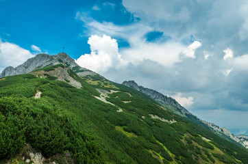 Fototapeta premium Giewont peak, Tatra mountains, National Park, Poland. It is visible from Zakopane, the most popular resorts in Poland.