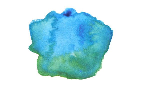 Abstract watercolor and acrylic blot painting. Blue Color design element. Texture paper. Isolated on white background. © Liliia
