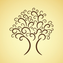 Obraz na płótnie Canvas Ornate decorative brown tree, illustration