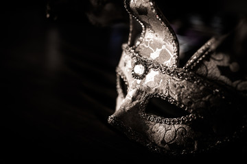 mask on black background