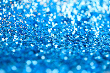 Naklejka na ściany i meble Blueglitter shine dots confetti. Abstract light blink sparkle defocus backgound.