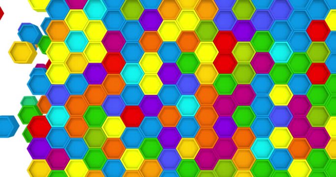 3D Abstract hexagon geometric surface loop animation. Transitions motion graphics background with mask. Seamless loop 4K UHD FullHD.