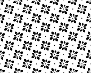 Flower geometric pattern. Seamless vector background. White and black ornament