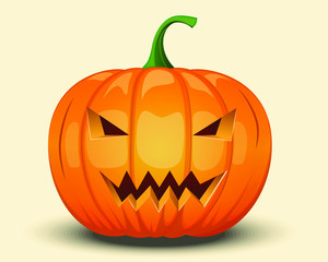 Halloween bloodthirsty pumpkin with evil smile vector