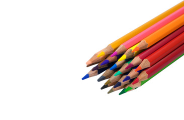 Wooden pencils on a white background