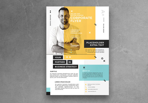 Minimalist Flyer Layout with Yellow Accents