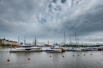 Fototapeta na wymiar Harbor Marina in Helsinki, capital of Finland