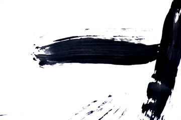 japan black ink style splatter stroke paint brush paint paper texture isolated on white background.
