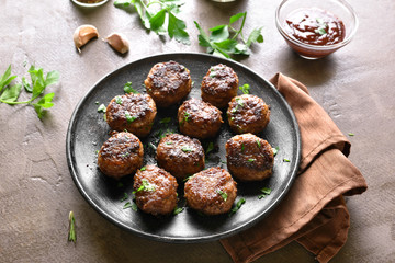 Homemade cutlets on plate