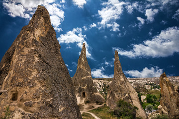 Cappadocia rock landscape view, Turkey. Volcanic mountains, Anatolia, Goreme national park.