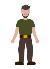 young man with beard avatar character vector illustration