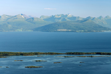 Mountain Norwegian fjord sea landscape view, Molde, Norway