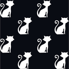 Cat silhouette, art, vector illustration