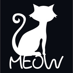 Cat silhouette, art, vector illustration