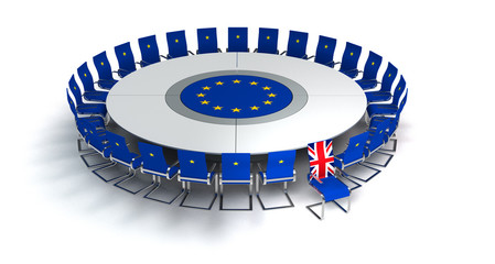 symbol für  den brexit am konferenztisch - 3D rendering