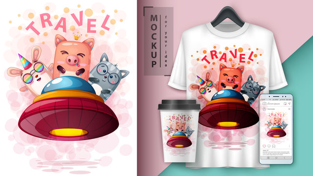 Alien animal ufo - mockup for your idea