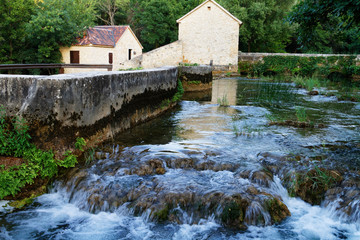 Fototapeta na wymiar Watermill on the Krka River