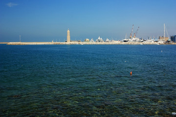 Cargo cranes in the port of Livorno, Italy