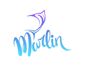 marlin fish logo vector icon line art outline